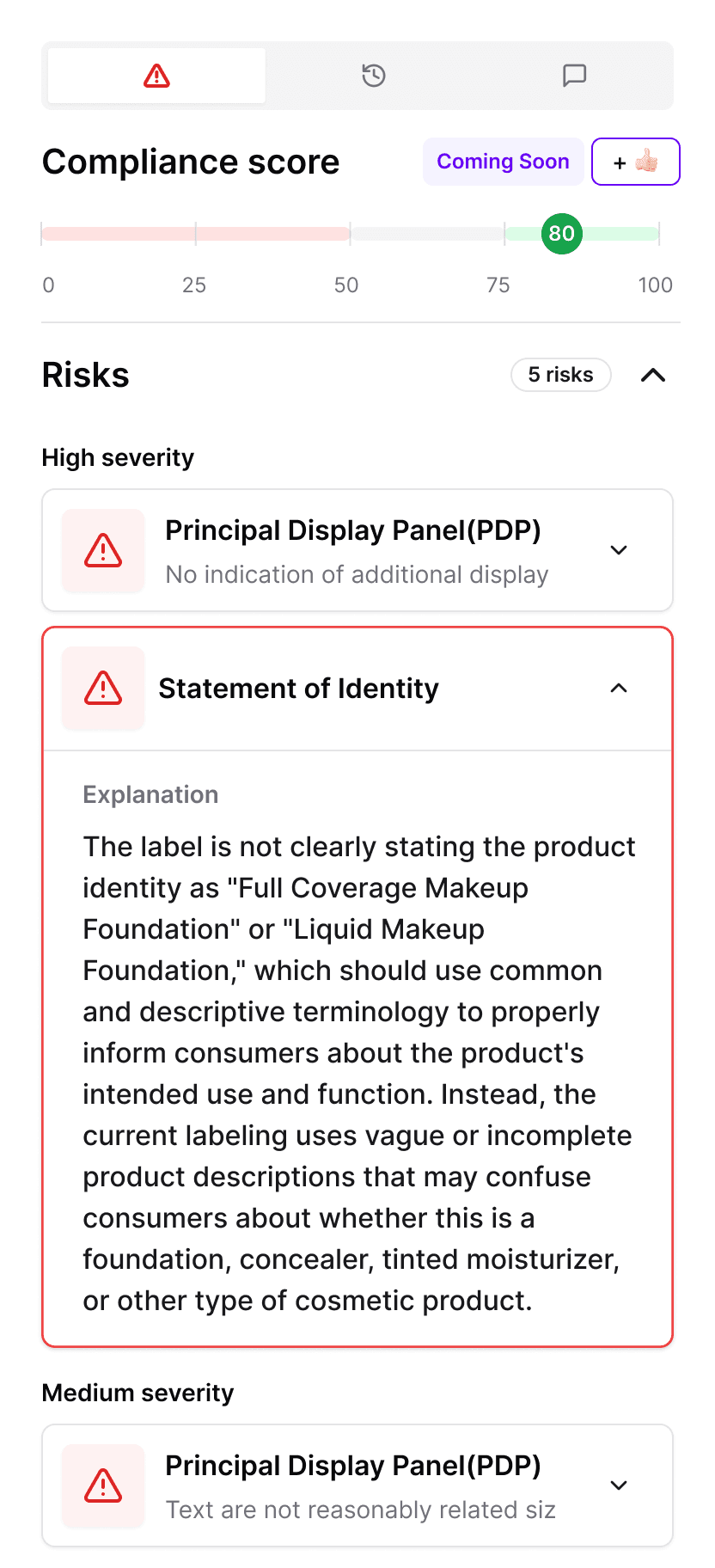 Cosmetics compliance remediation