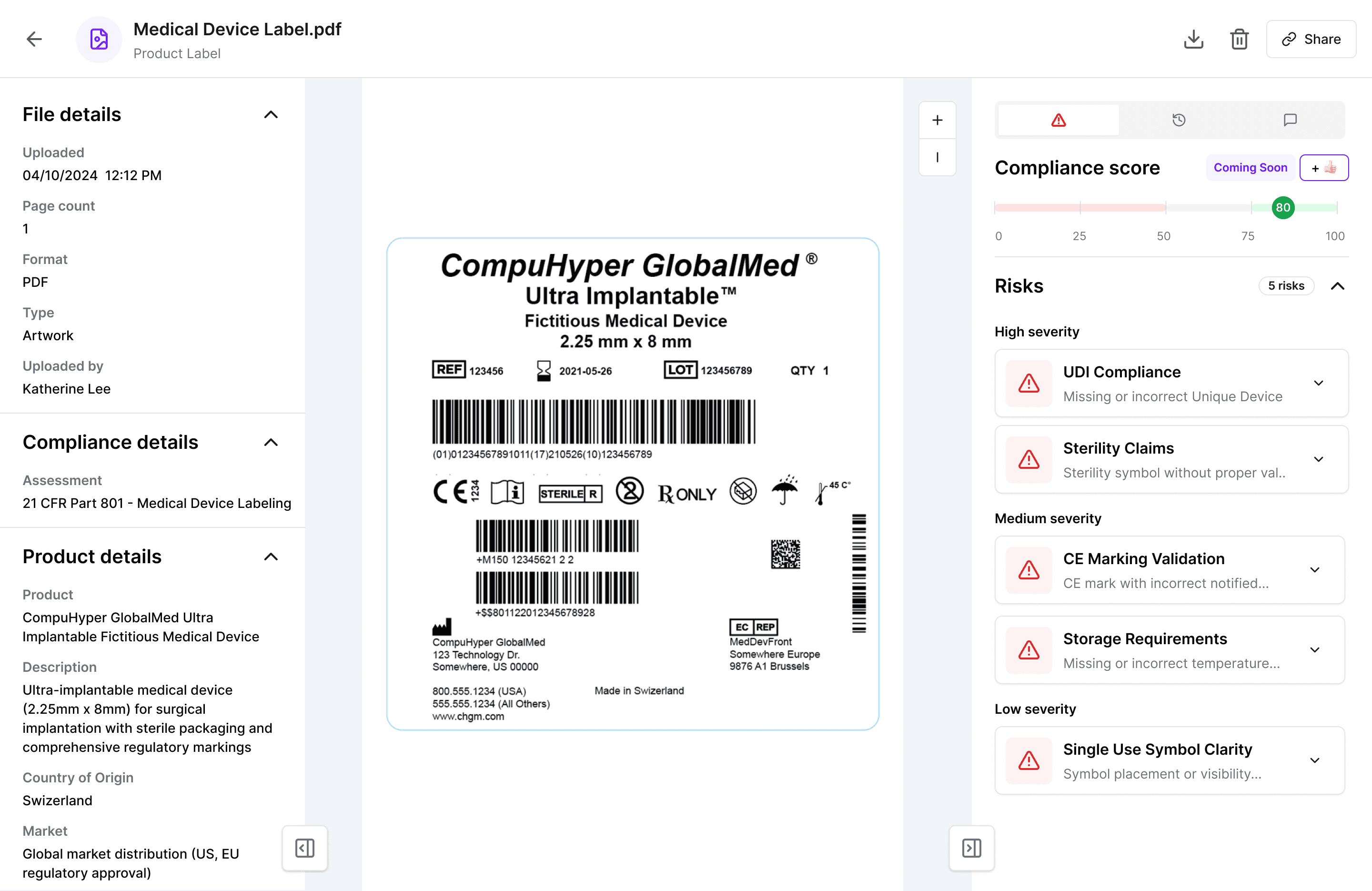 Medical devices manufacturing compliance software    